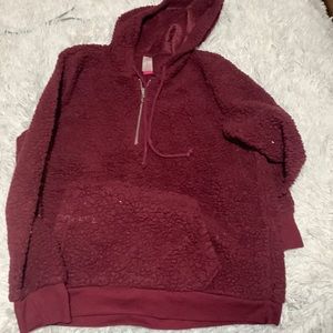 Fluffy maroon hoodie